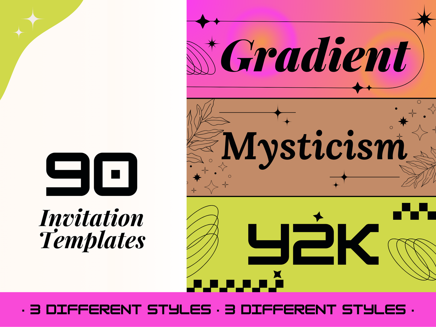 90 invitations in different styles - Canva Templates - Birthday, Festivals, Exhibitions, Parties
