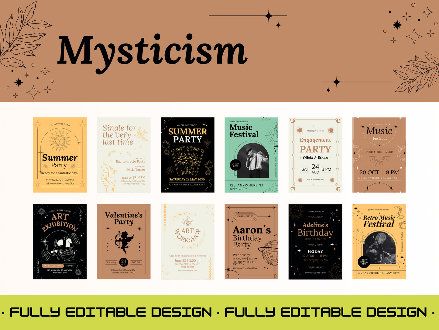 90 invitations in different styles - Canva Templates - Birthday, Festivals, Exhibitions, Parties