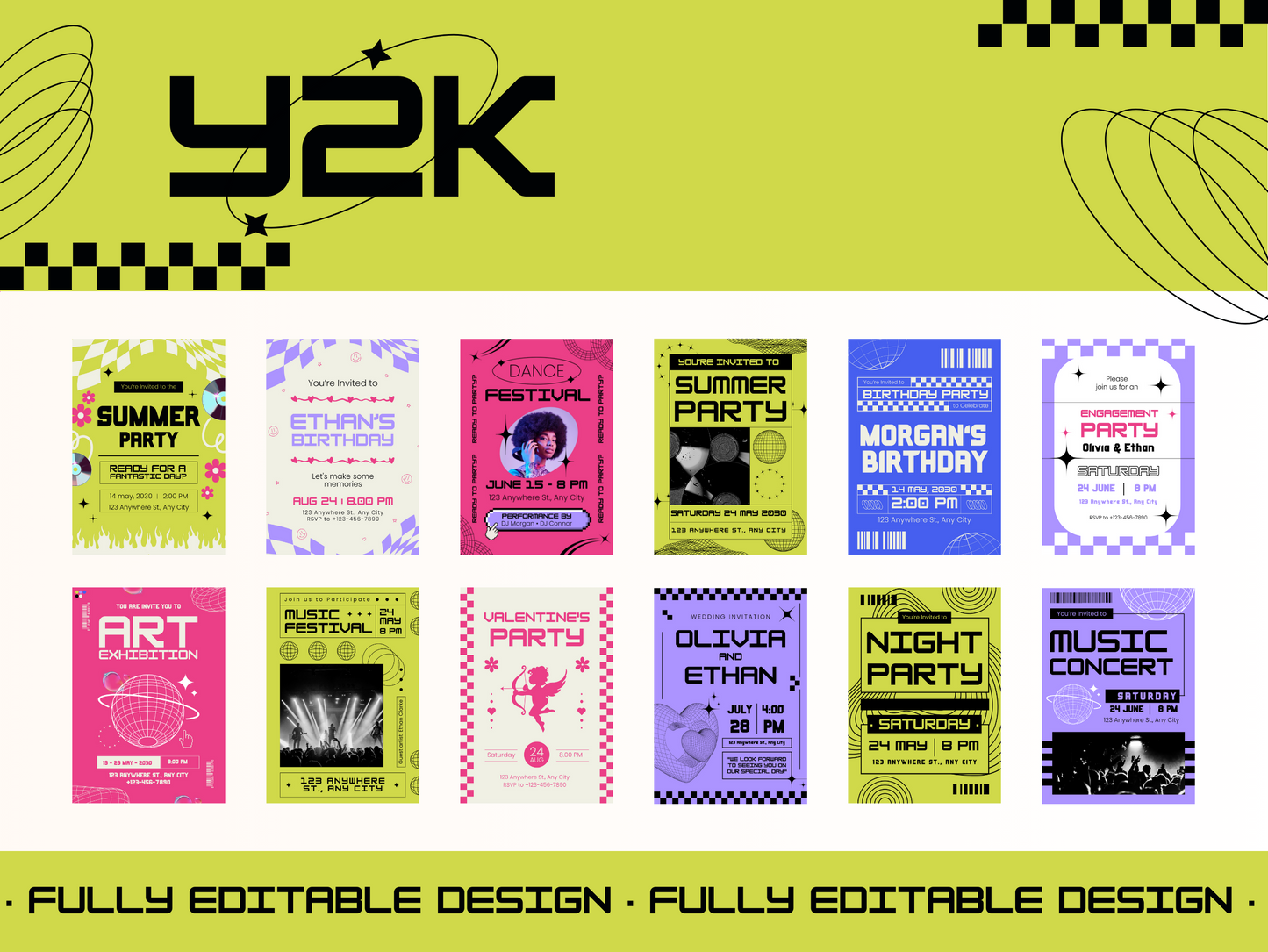 90 invitations in different styles - Canva Templates - Birthday, Festivals, Exhibitions, Parties