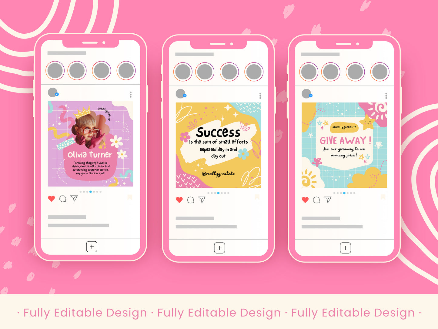 100 Playful Canva Social Media Post Templates Pastel Colors Canva Editable Posts Templates Collection