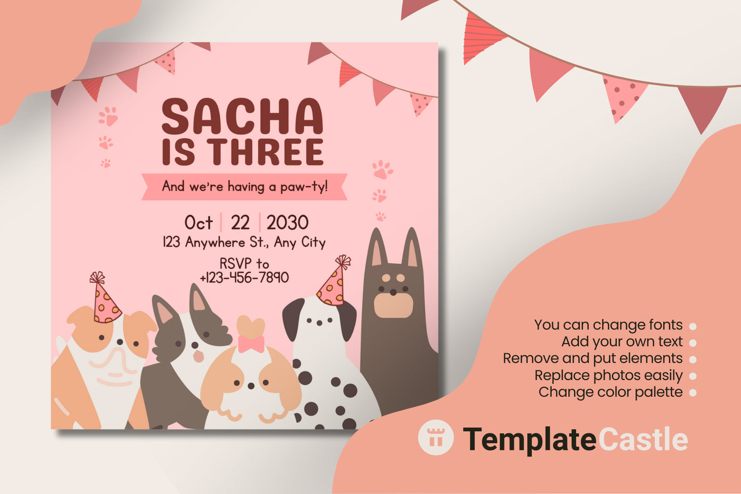 Customizable Animal-Themed Birthday Invitation Canva Template for Kids