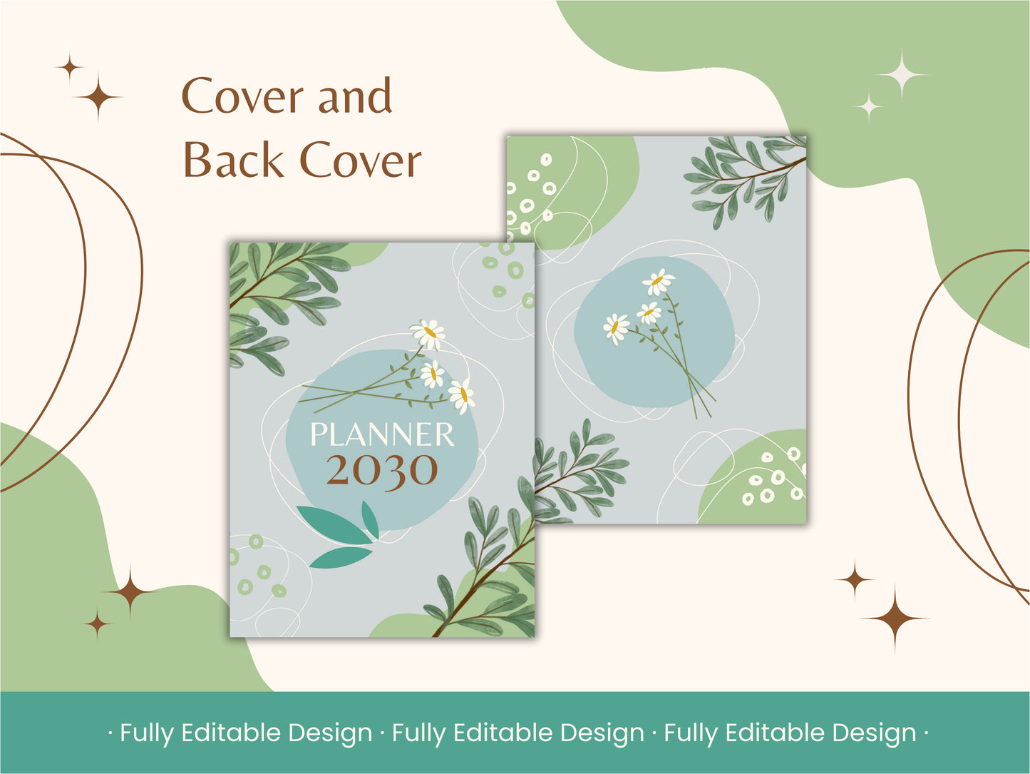 20 Botanical Planner Canva Template Set - 20 Elegant Sheets