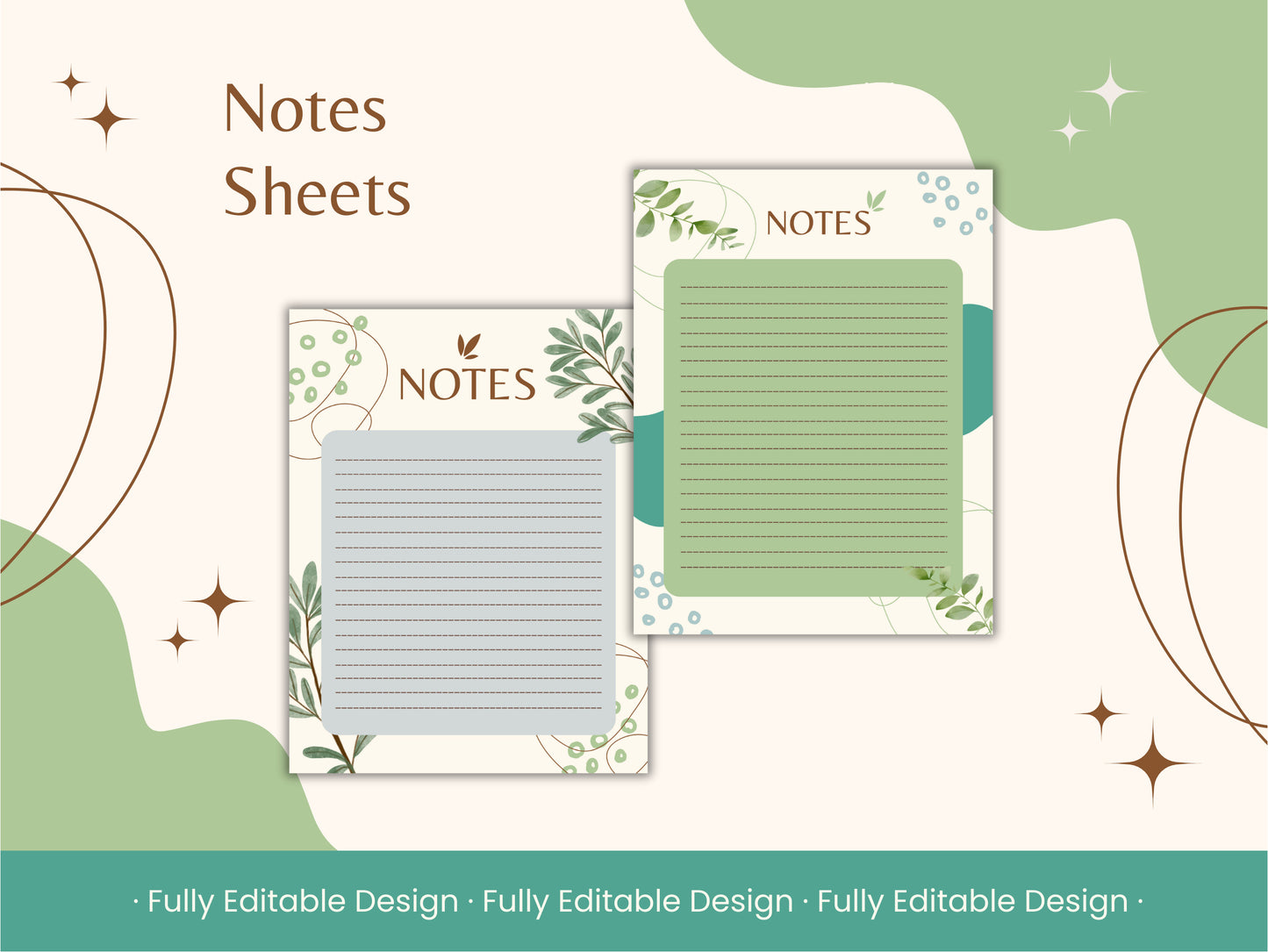 20 Botanical Planner Canva Template Set - 20 Elegant Sheets