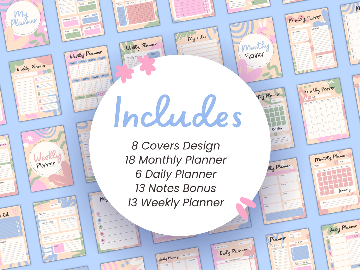 50+ Canva Planner Templates Aesthetic Organizational Digital Planners Editable Monthly Planning Designs Social Media Pastel Templates