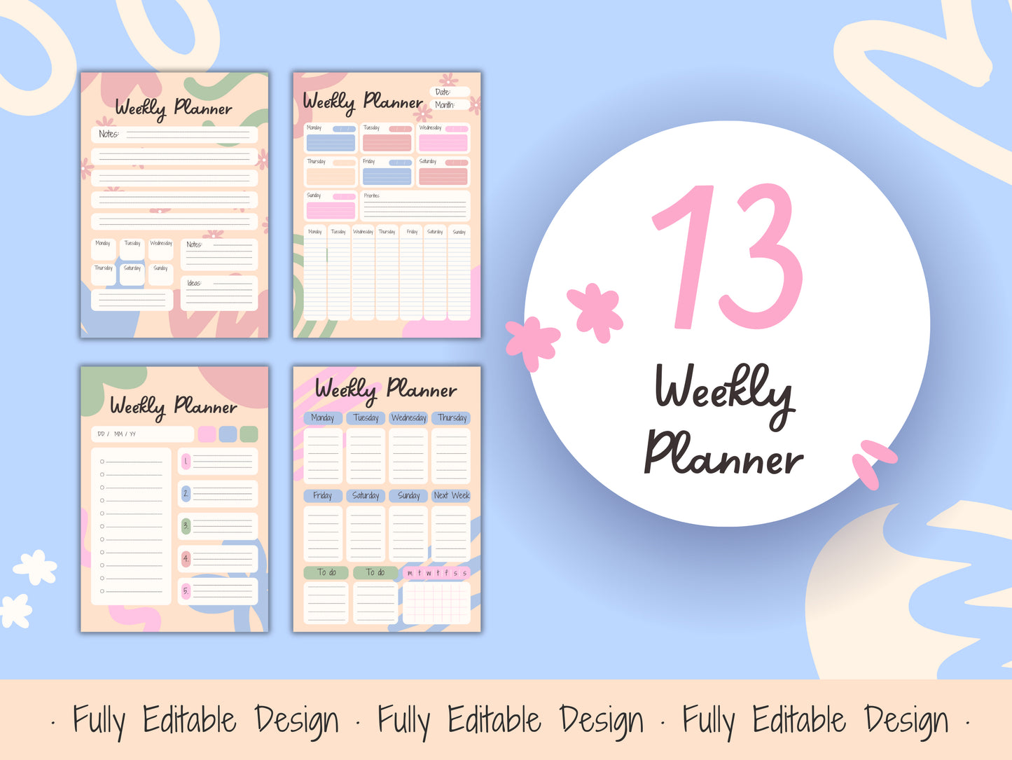 50+ Canva Planner Templates Aesthetic Organizational Digital Planners Editable Monthly Planning Designs Social Media Pastel Templates