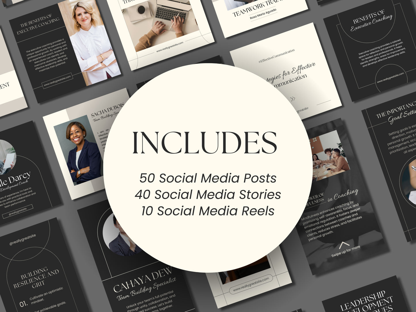 100 Elegant Canva Coaching Templates Social Media Posts Instagram Stories IG stories Facebook Reels Editable Elegant Canva Templates