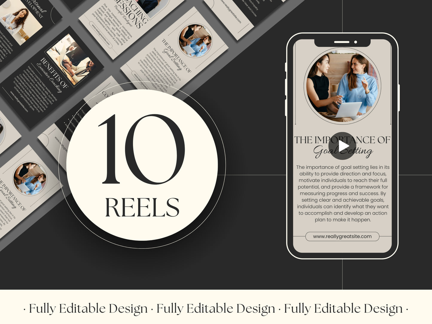 100 Elegant Canva Coaching Templates Social Media Posts Instagram Stories IG stories Facebook Reels Editable Elegant Canva Templates