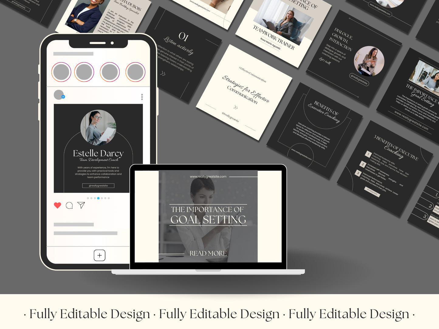 100 Elegant Canva Coaching Templates Social Media Posts Instagram Stories IG stories Facebook Reels Editable Elegant Canva Templates