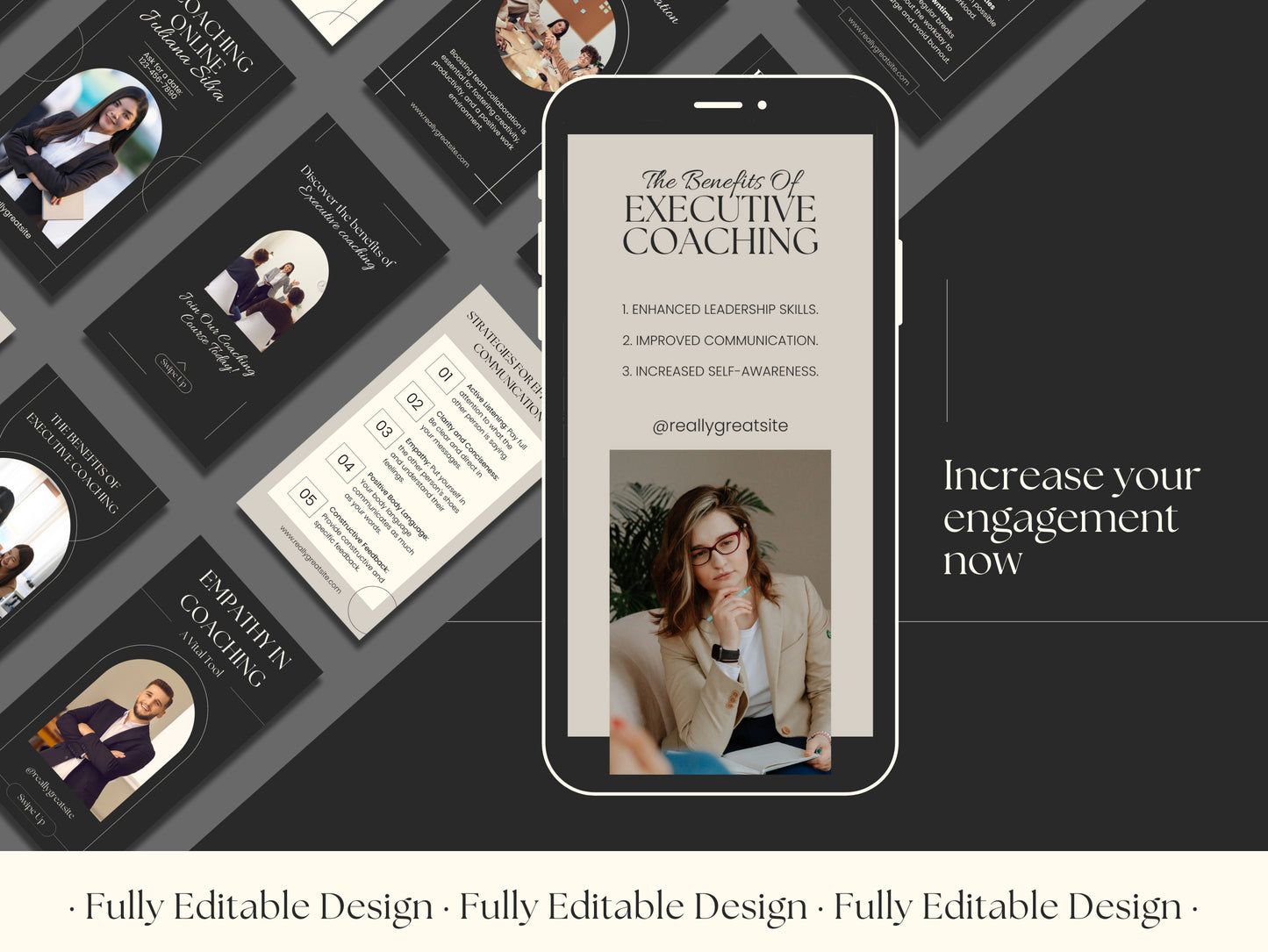 100 Elegant Canva Coaching Templates Social Media Posts Instagram Stories IG stories Facebook Reels Editable Elegant Canva Templates