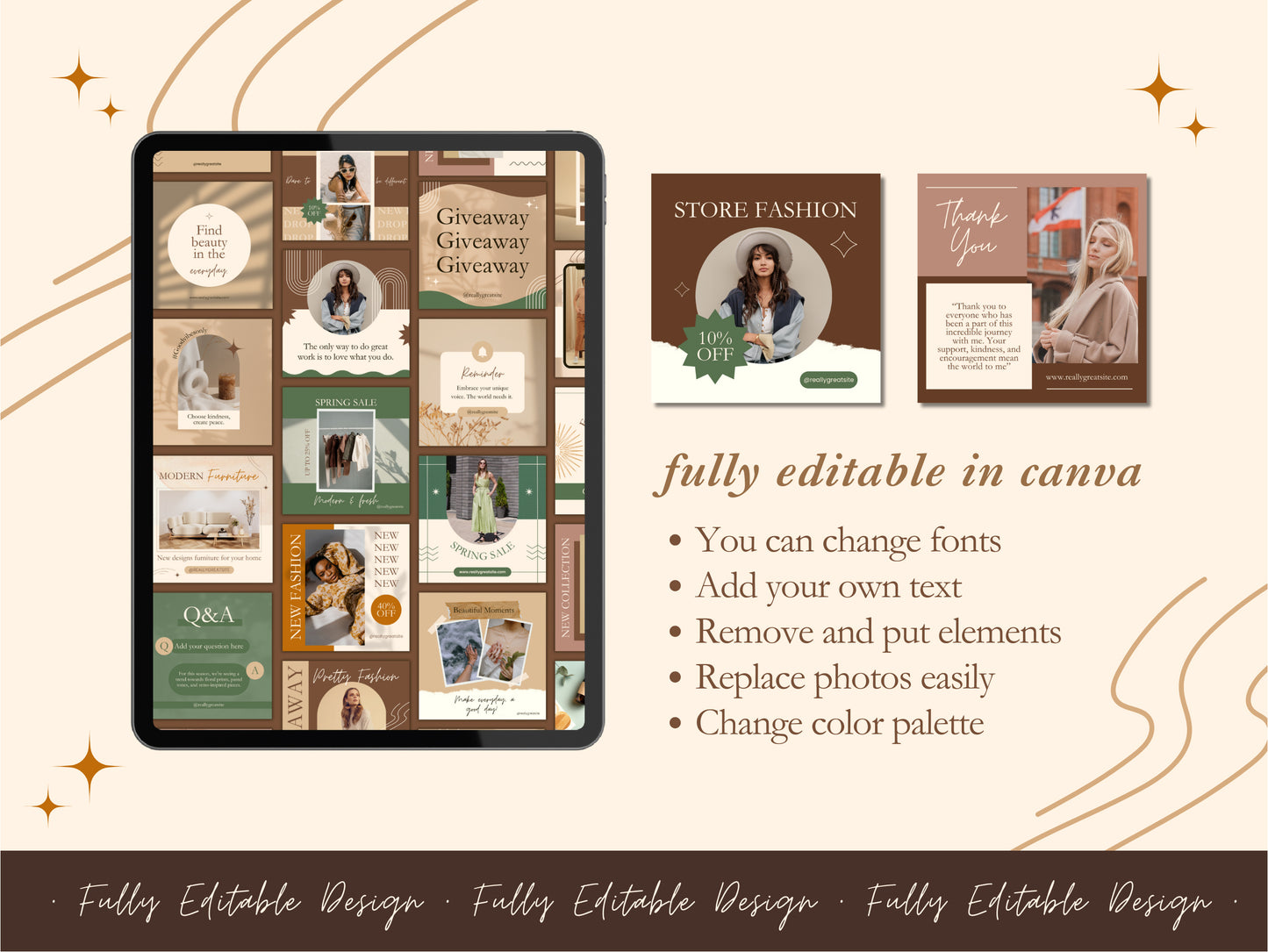 350 Social Media Posts Canva Templates Neutral Tone Editable Canva Template Post Neutral Style Social Media Template