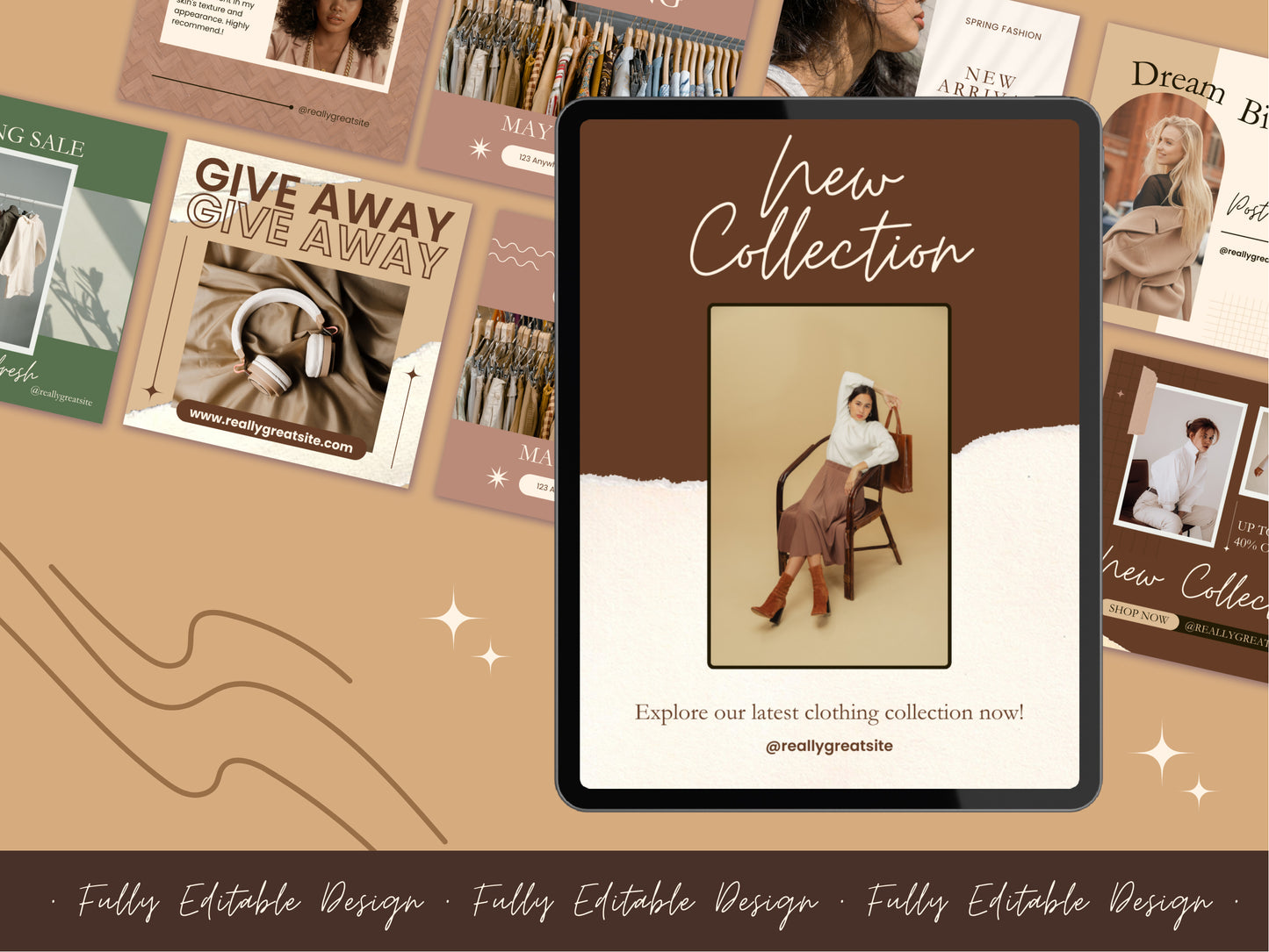 350 Social Media Posts Canva Templates Neutral Tone Editable Canva Template Post Neutral Style Social Media Template