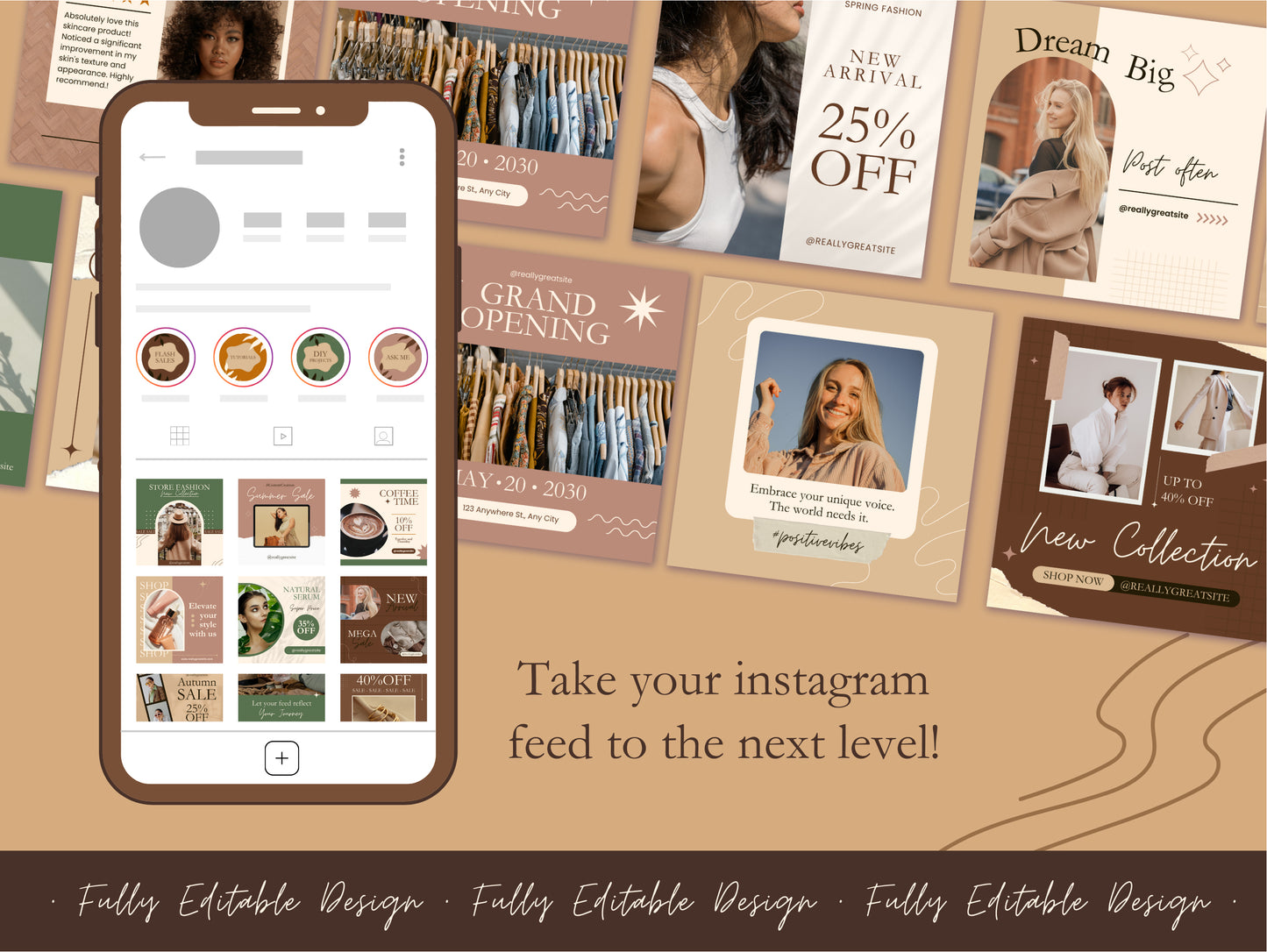 350 Social Media Posts Canva Templates Neutral Tone Editable Canva Template Post Neutral Style Social Media Template