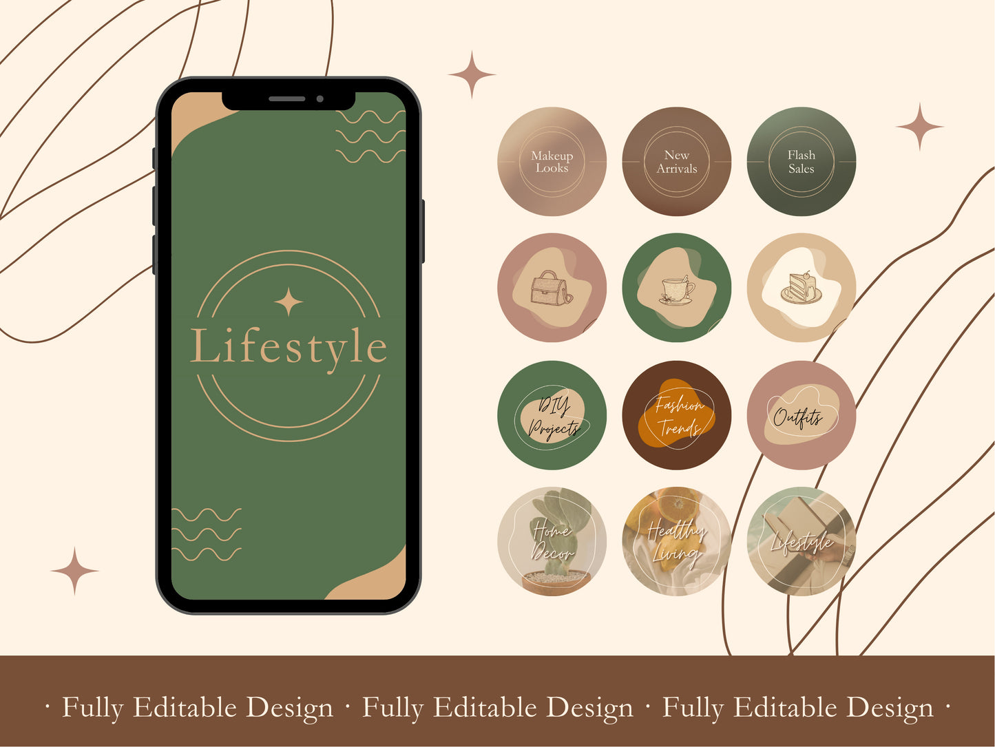 210 Instagram Highlight Covers Neutral Template Canva Social Media High Lighters Minimalist Fully Editable Instagram Highlights Icons Beige