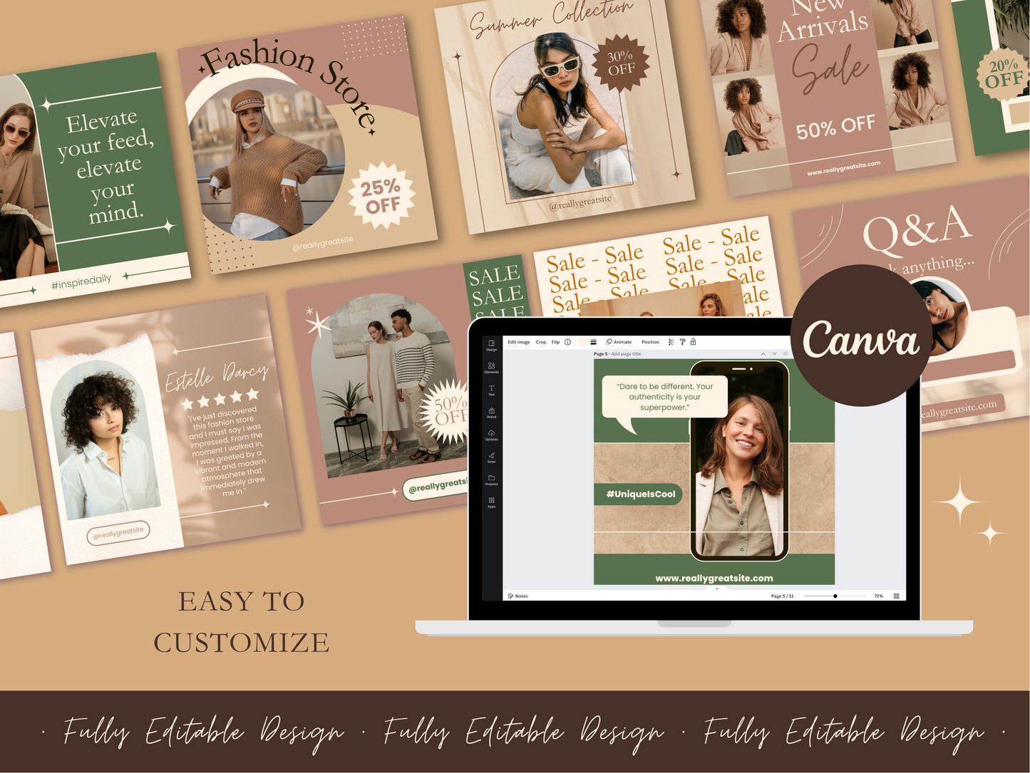40 Neutral Animated Social Media Posts Canva Templates Instagram Stories Facebook Reels IG Stories Youtube Shorts