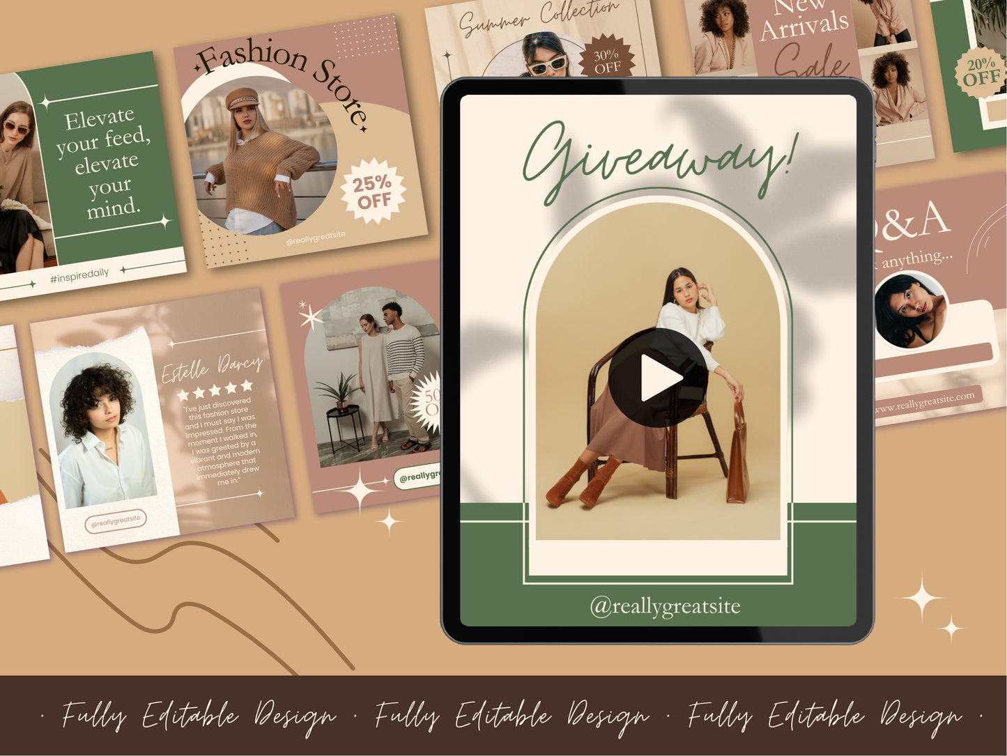 40 Neutral Animated Social Media Posts Canva Templates Instagram Stories Facebook Reels IG Stories Youtube Shorts