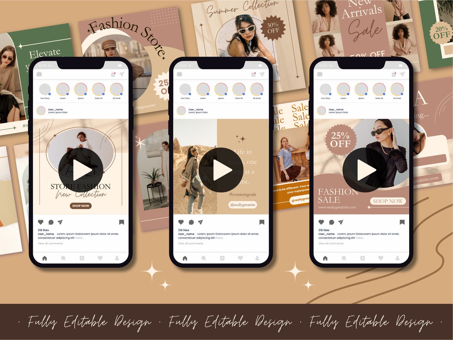 40 Neutral Animated Social Media Posts Canva Templates Instagram Stories Facebook Reels IG Stories Youtube Shorts