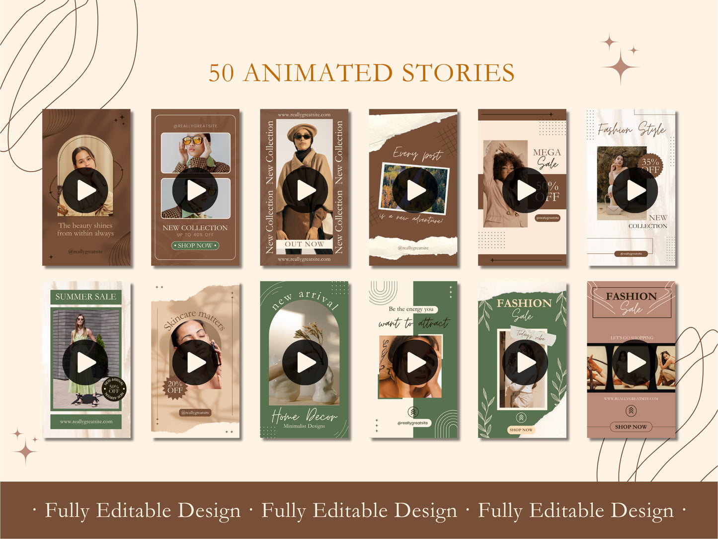 50 Animated Stories Neutral Canva Templates Instagram Animated Story Minimal Social Media Stories Beige Editable Ig Stories Reel Neutral