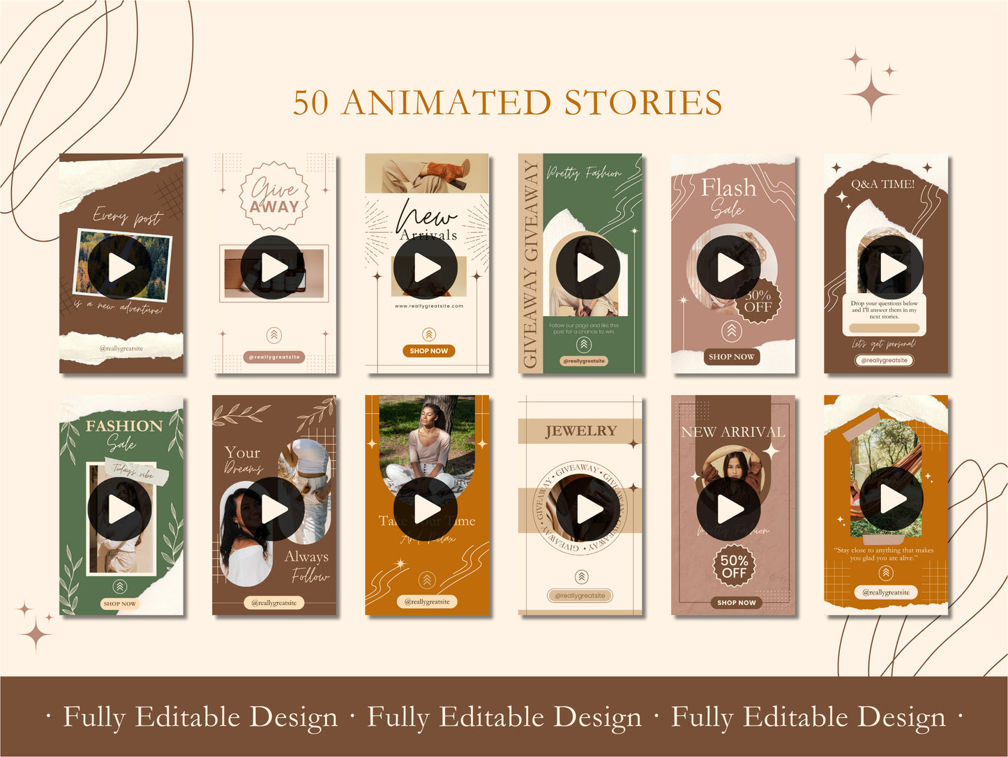 50 Animated Stories Neutral Canva Templates Instagram Animated Story Minimal Social Media Stories Beige Editable Ig Stories Reel Neutral