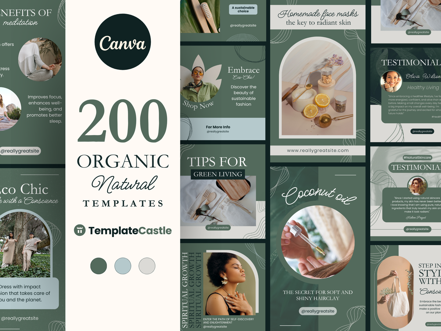 200 Canva Templates Social Media Editable Canva Posts Instagram Stories Templates IG Posts Portraits Natural Social Media Posts Templates