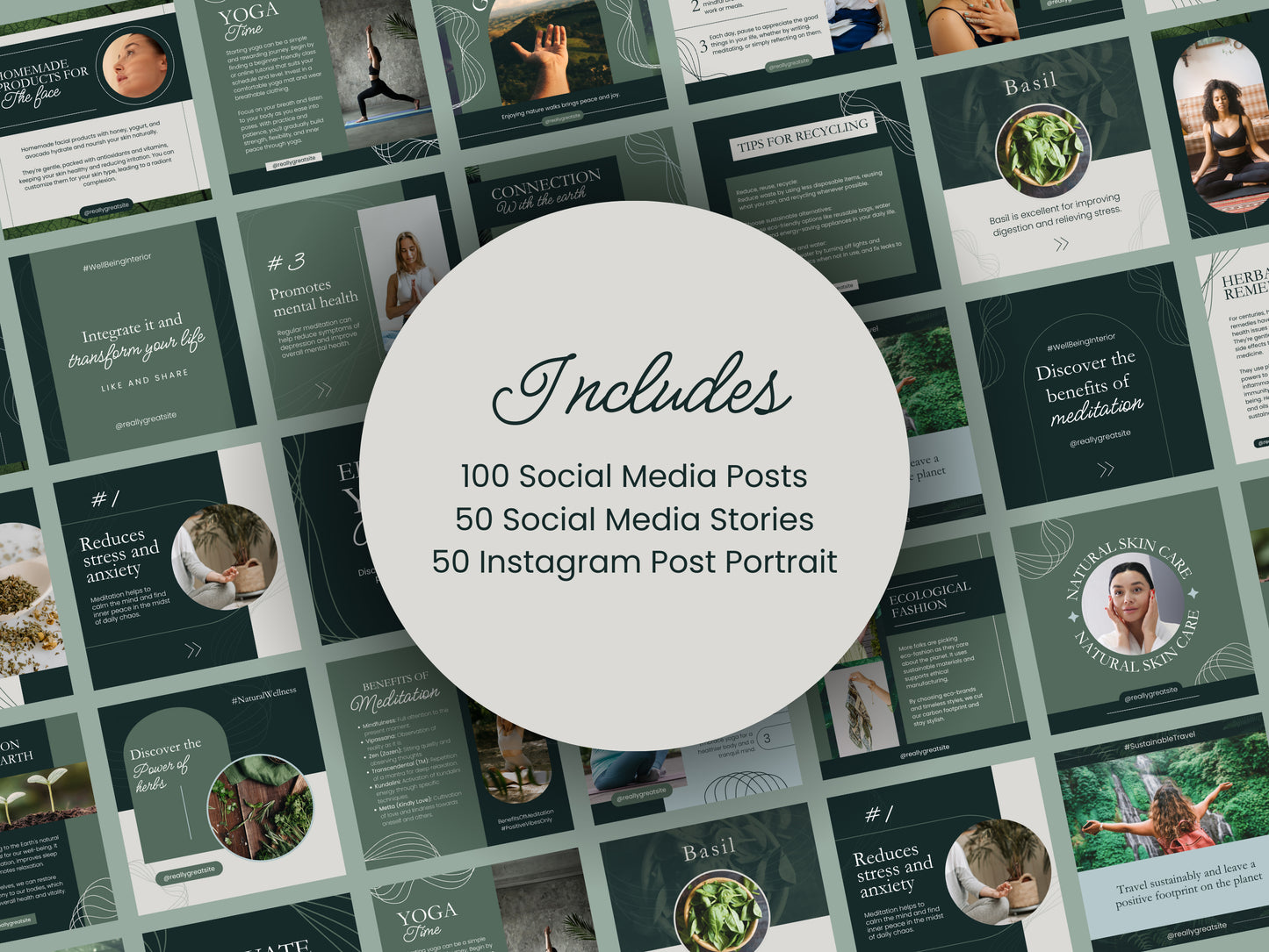 200 Canva Templates Social Media Editable Canva Posts Instagram Stories Templates IG Posts Portraits Natural Social Media Posts Templates