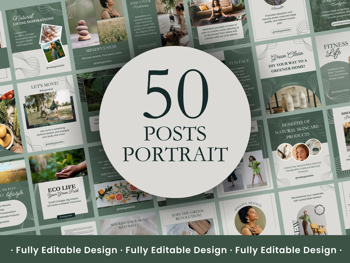 200 Canva Templates Social Media Editable Canva Posts Instagram Stories Templates IG Posts Portraits Natural Social Media Posts Templates