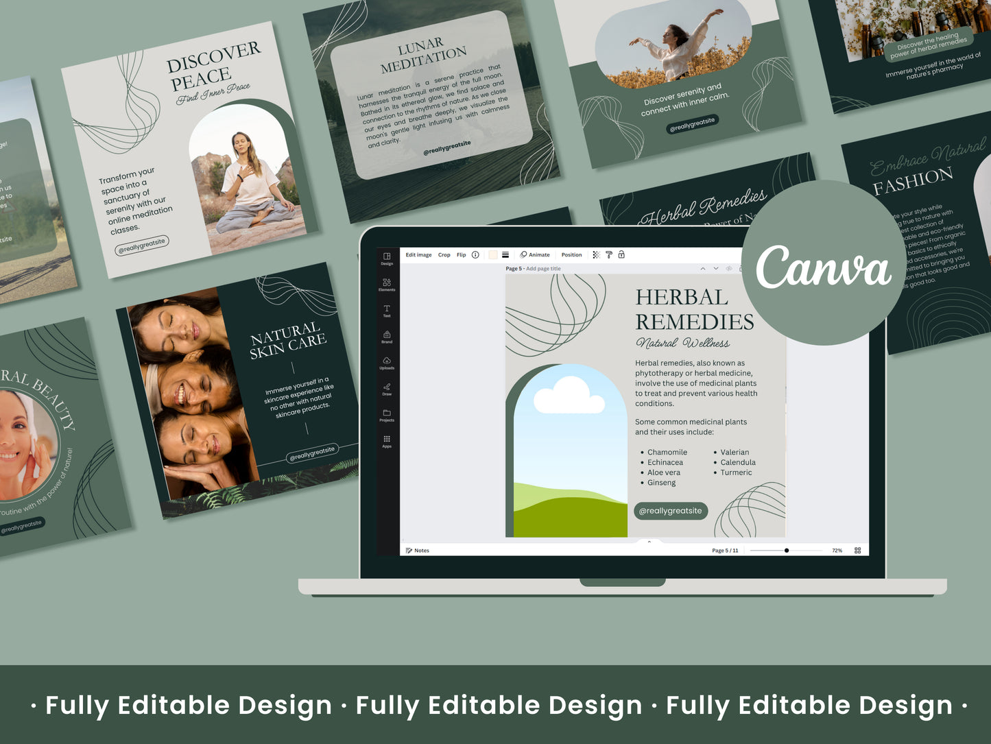 200 Canva Templates Social Media Editable Canva Posts Instagram Stories Templates IG Posts Portraits Natural Social Media Posts Templates
