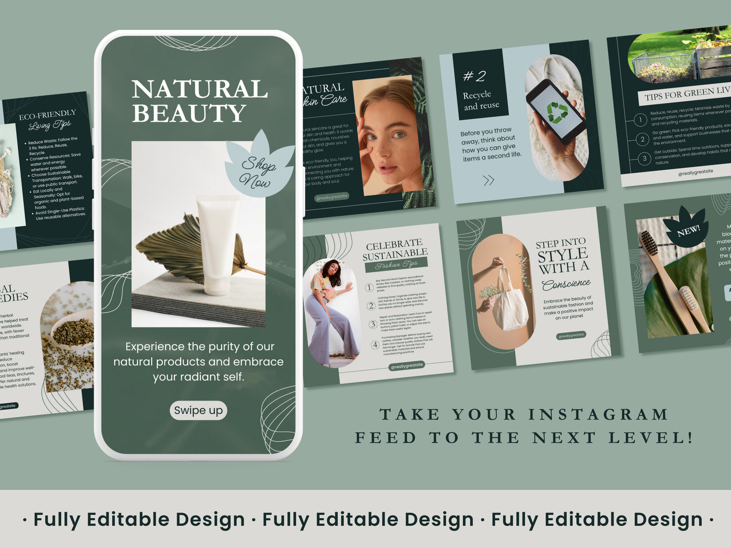 200 Canva Templates Social Media Editable Canva Posts Instagram Stories Templates IG Posts Portraits Natural Social Media Posts Templates