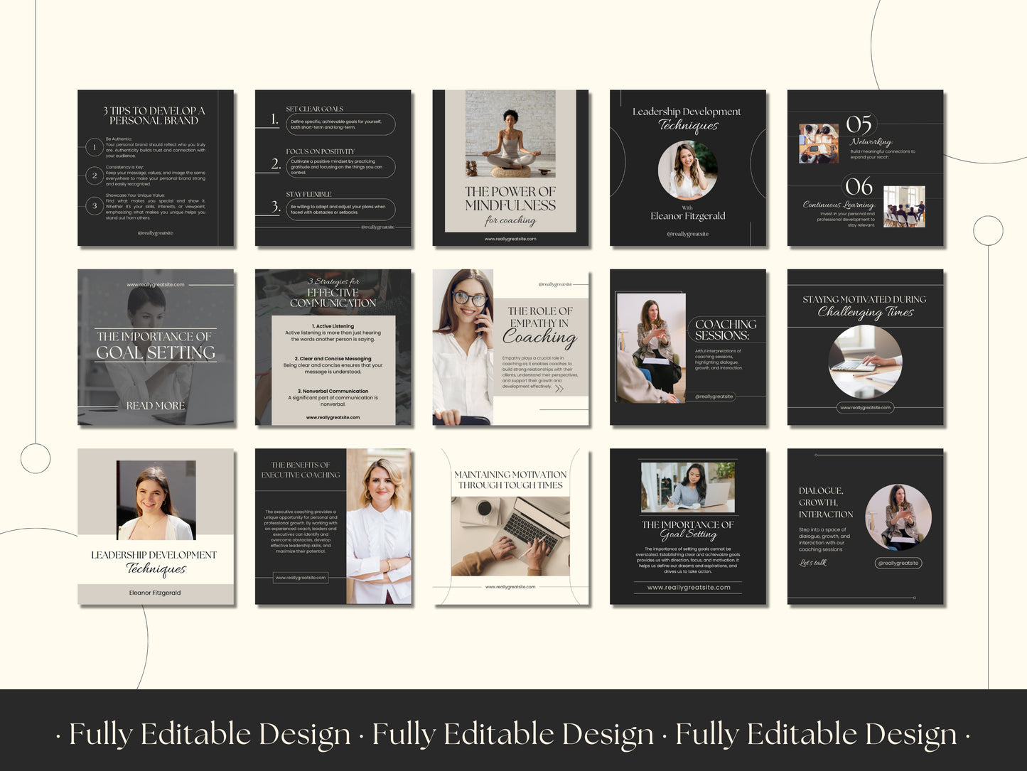 50 Coaching Post Canva Templates Elegant Instagram For Business Coach Social Media Editable IG Posts Coaches Content Creation Customizable