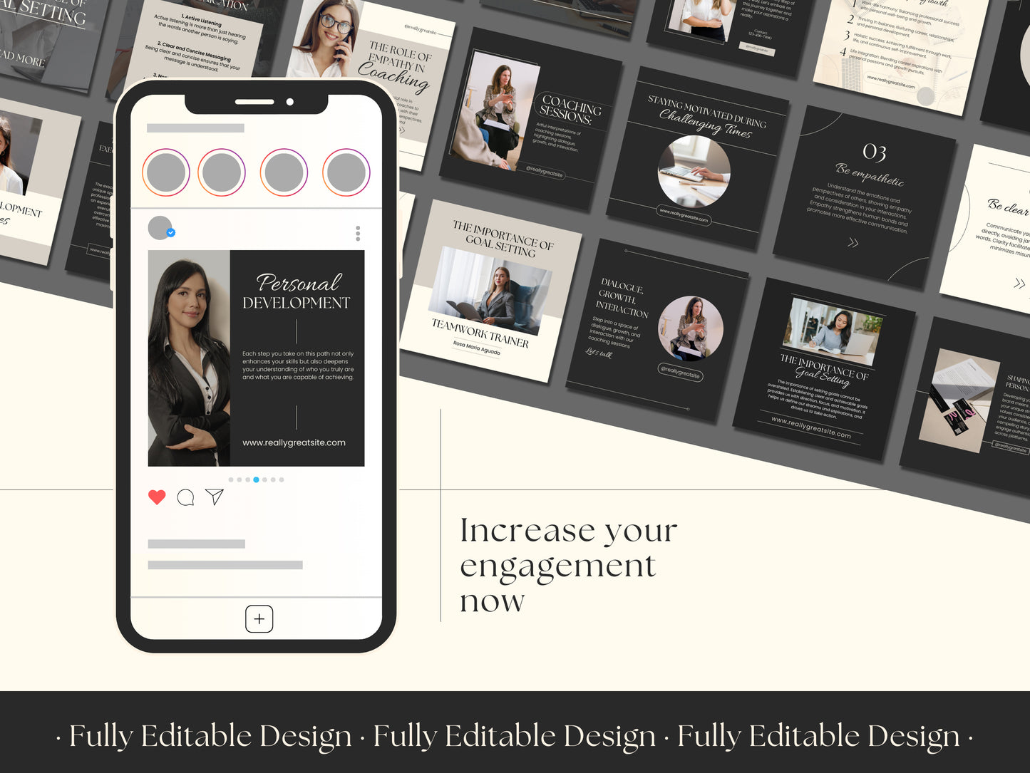 50 Coaching Post Canva Templates Elegant Instagram For Business Coach Social Media Editable IG Posts Coaches Content Creation Customizable