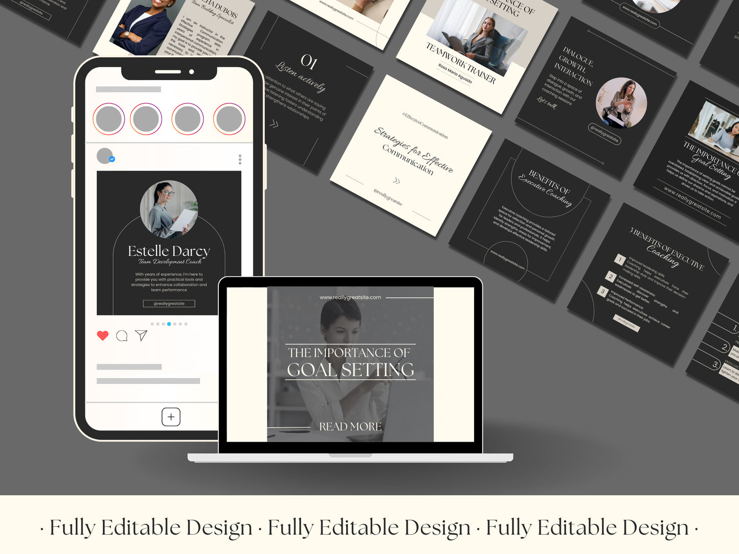 50 Coaching Post Canva Templates Elegant Instagram For Business Coach Social Media Editable IG Posts Coaches Content Creation Customizable