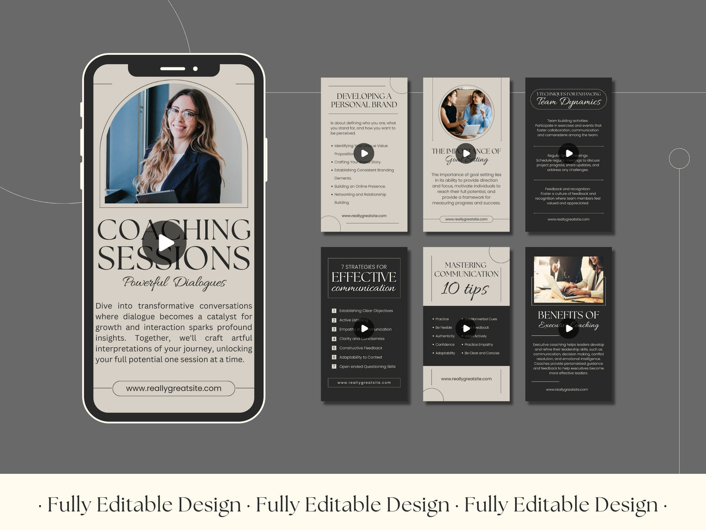 10 Coaching Instagram Reels Templates Business Facebook Reels Coaching Tiktok Feed Social Media Templates