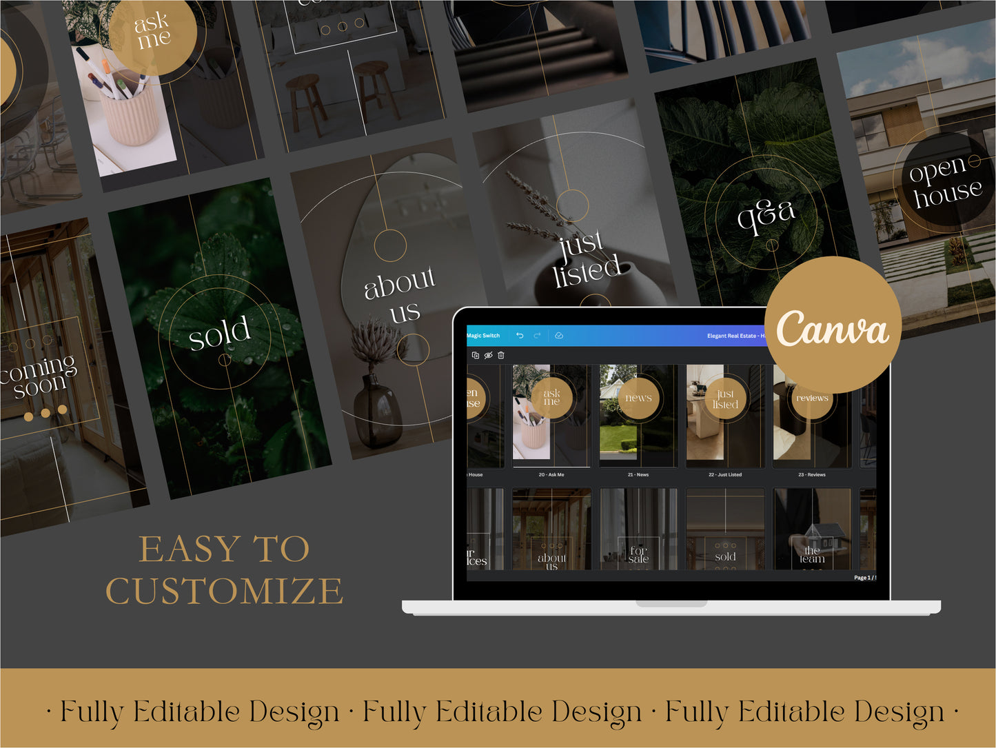 50 Real Estate Highlights Social Media Elegant Instagram Highlights Editable Canva Templates IG Highlights Realtor Instagram Highlights