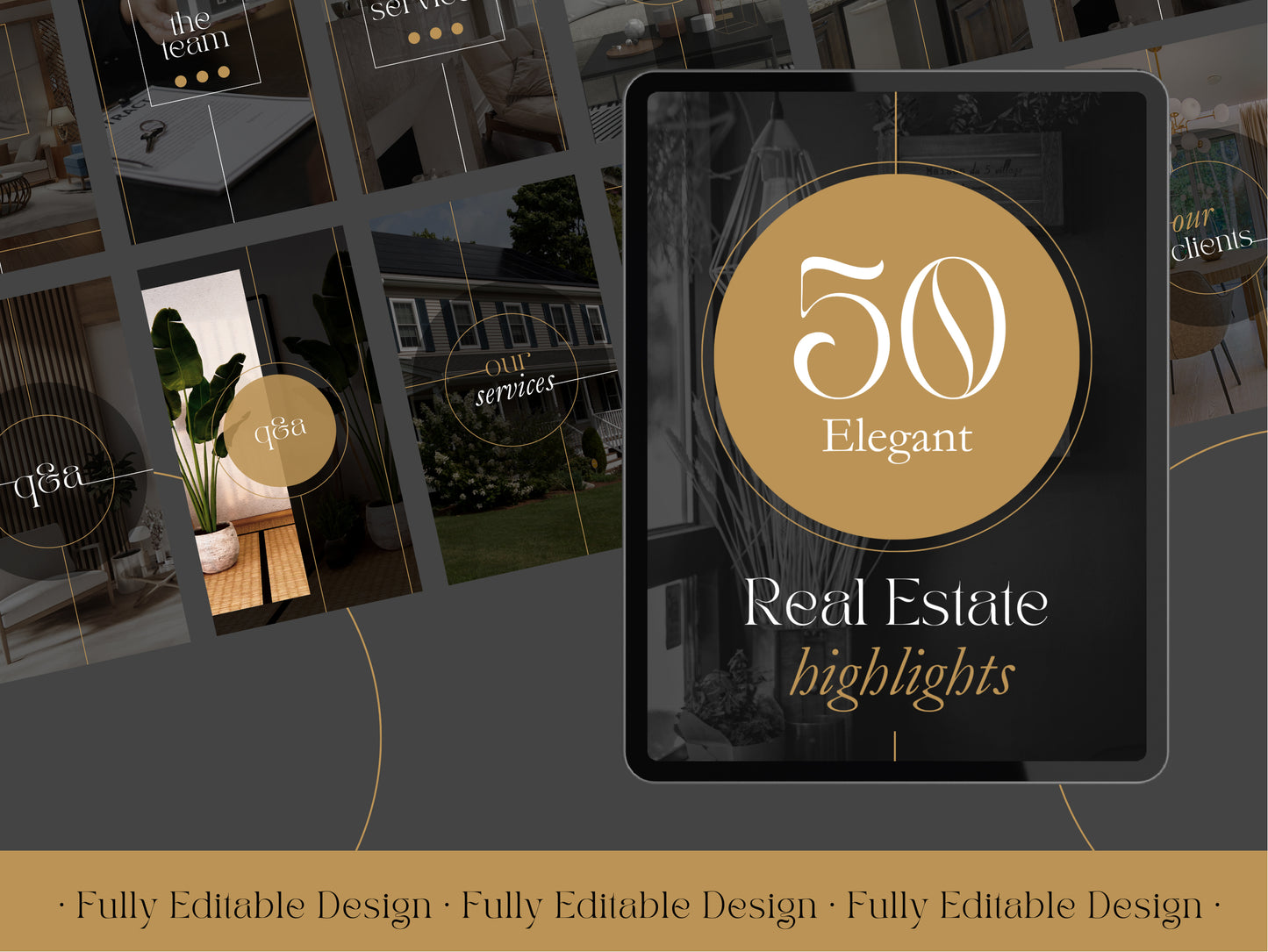 50 Real Estate Highlights Social Media Elegant Instagram Highlights Editable Canva Templates IG Highlights Realtor Instagram Highlights