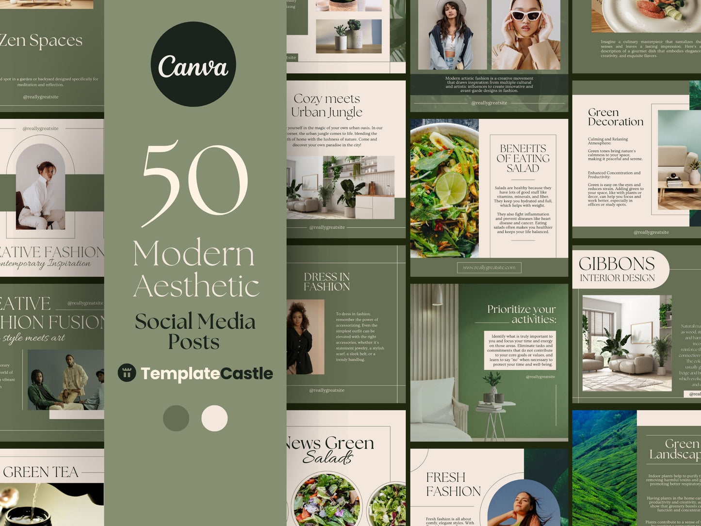 50 Aesthetic Social Media Canva Templates Instagram Posts Modern Editable Canva Templates IG posts Bloggers Posts Influencers Templates