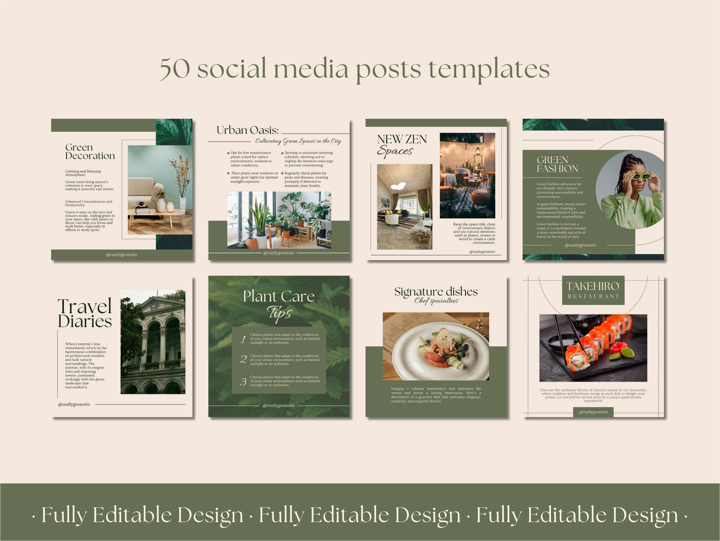 50 Aesthetic Social Media Canva Templates Instagram Posts Modern Editable Canva Templates IG posts Bloggers Posts Influencers Templates