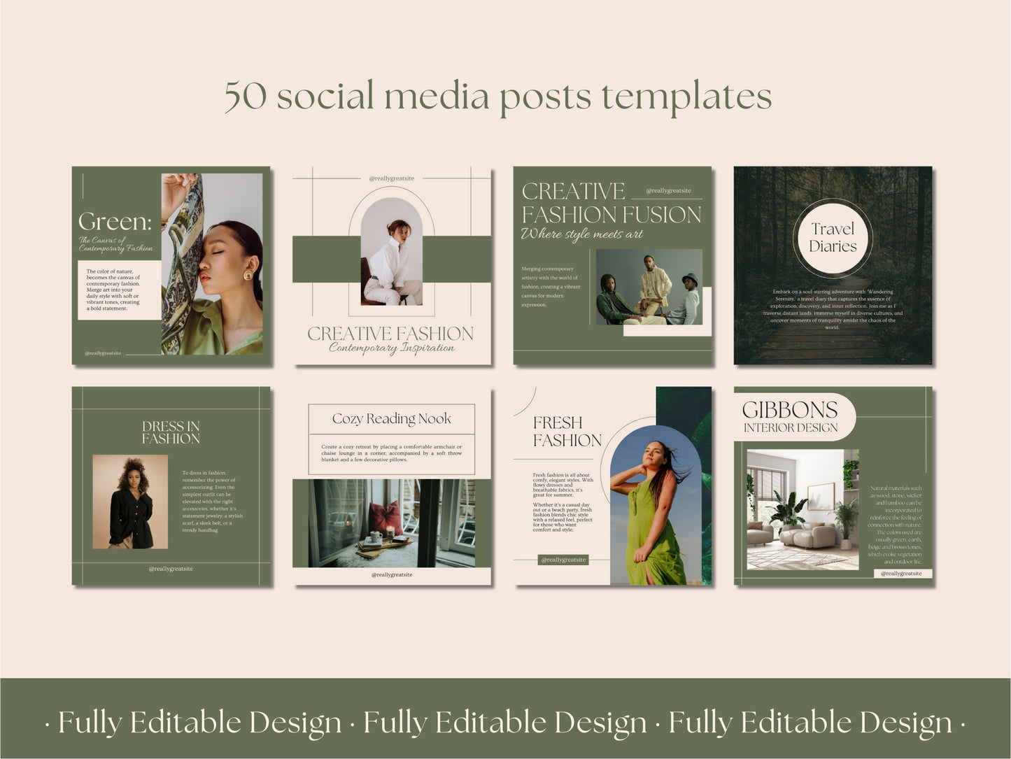 50 Aesthetic Social Media Canva Templates Instagram Posts Modern Editable Canva Templates IG posts Bloggers Posts Influencers Templates