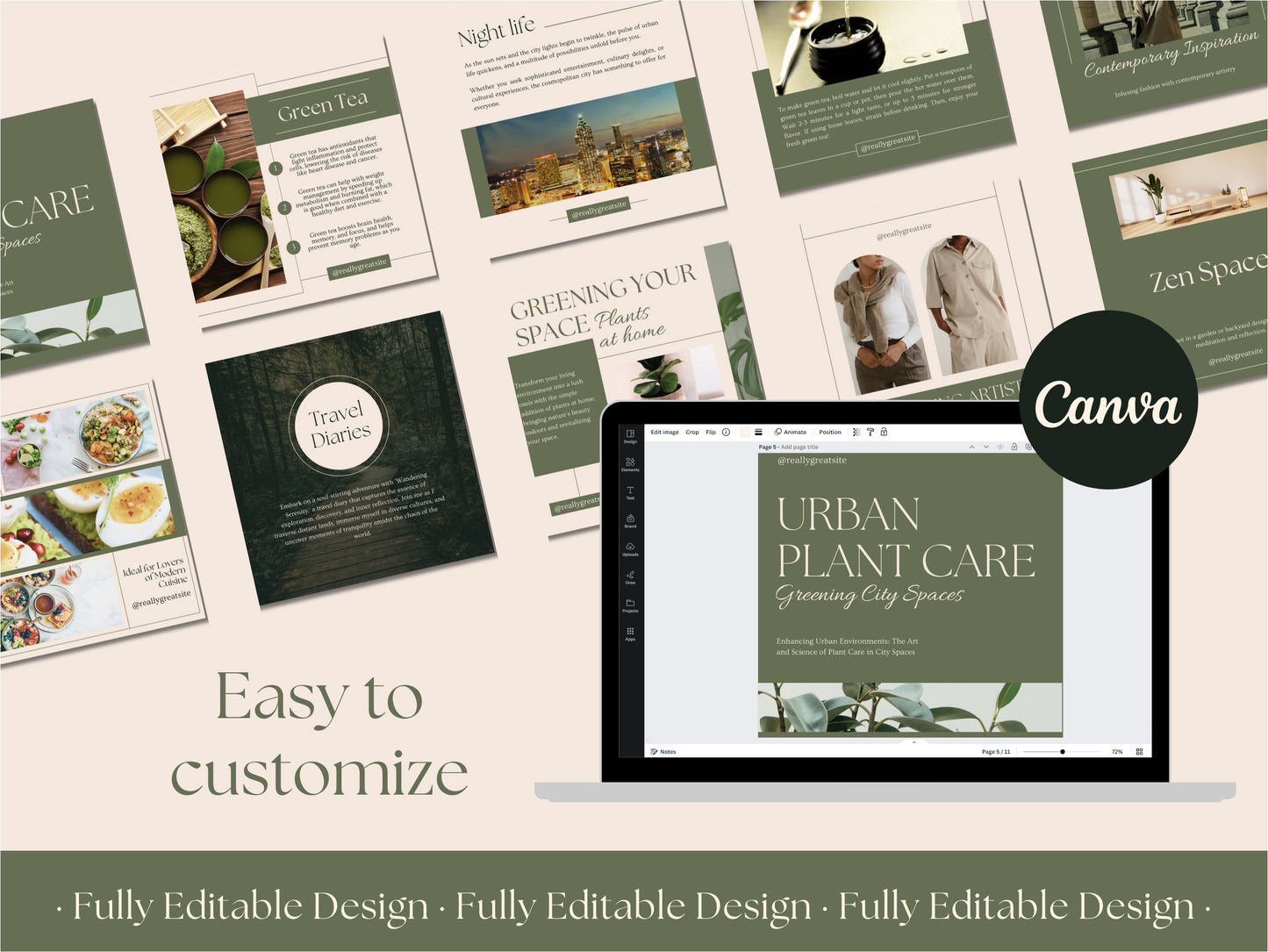 50 Aesthetic Social Media Canva Templates Instagram Posts Modern Editable Canva Templates IG posts Bloggers Posts Influencers Templates