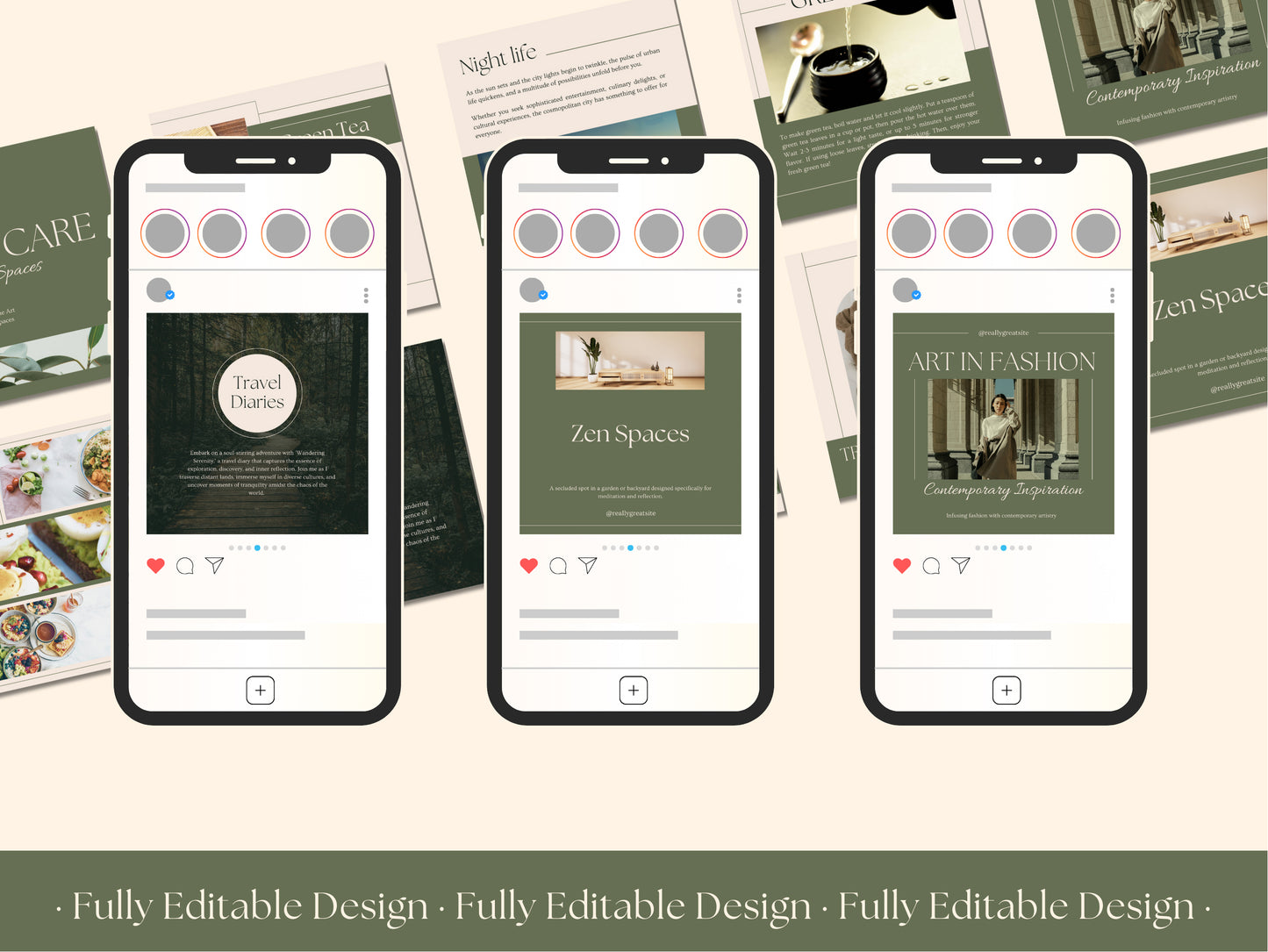 50 Aesthetic Social Media Canva Templates Instagram Posts Modern Editable Canva Templates IG posts Bloggers Posts Influencers Templates