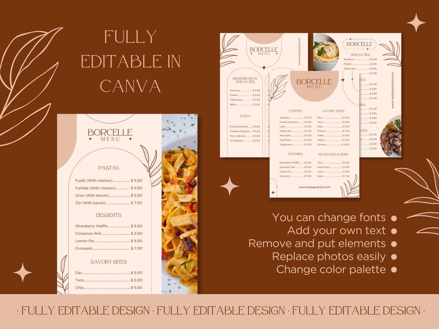 4 Elegant Menu Restaurant Templates Canva Editable Menu Templates Restaurants Menu Templates Cafe Menu Templates