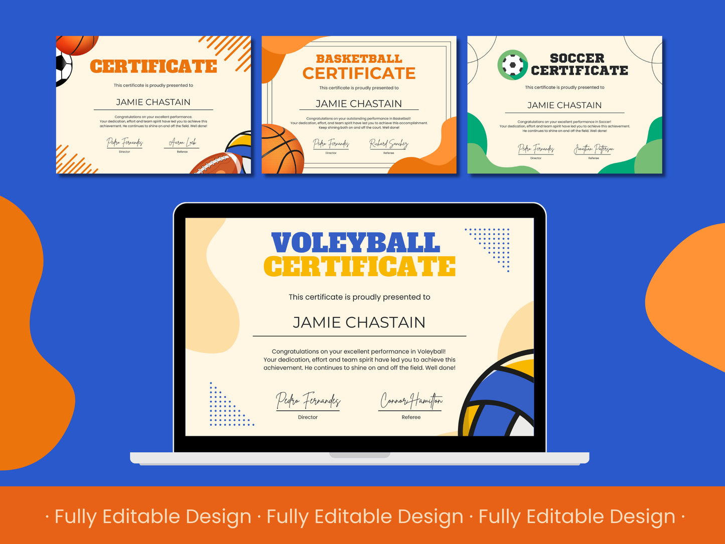 5 Sports Certificates Templates Editable Canva Templates Awards Sports Certificates sports achievements Certificates Templates