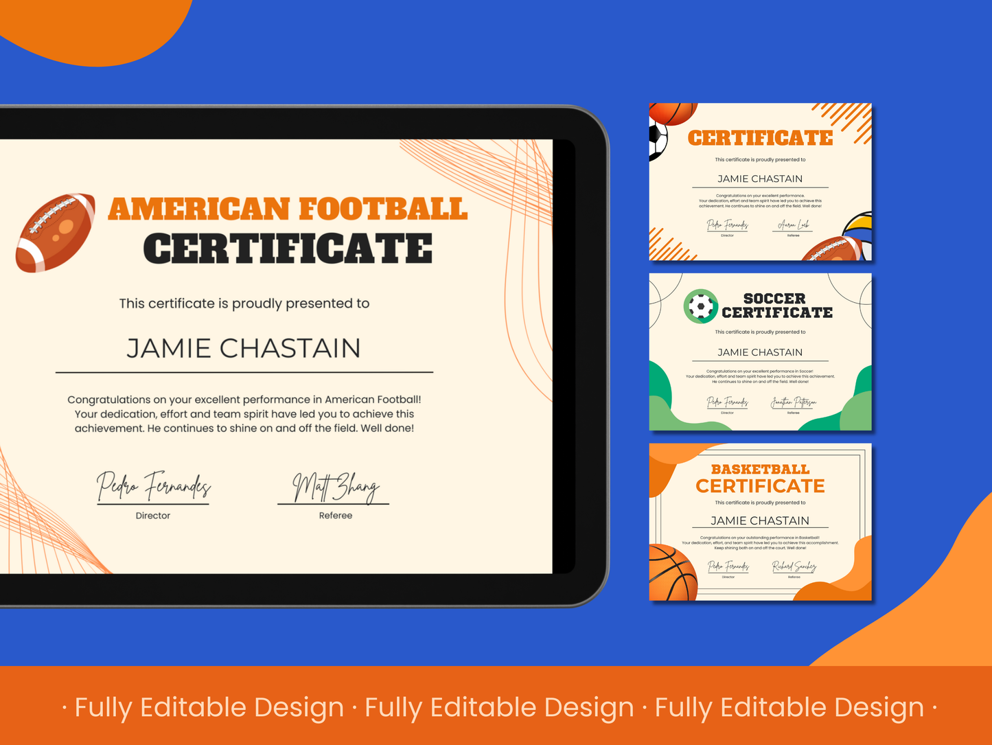 5 Sports Certificates Templates Editable Canva Templates Awards Sports Certificates sports achievements Certificates Templates