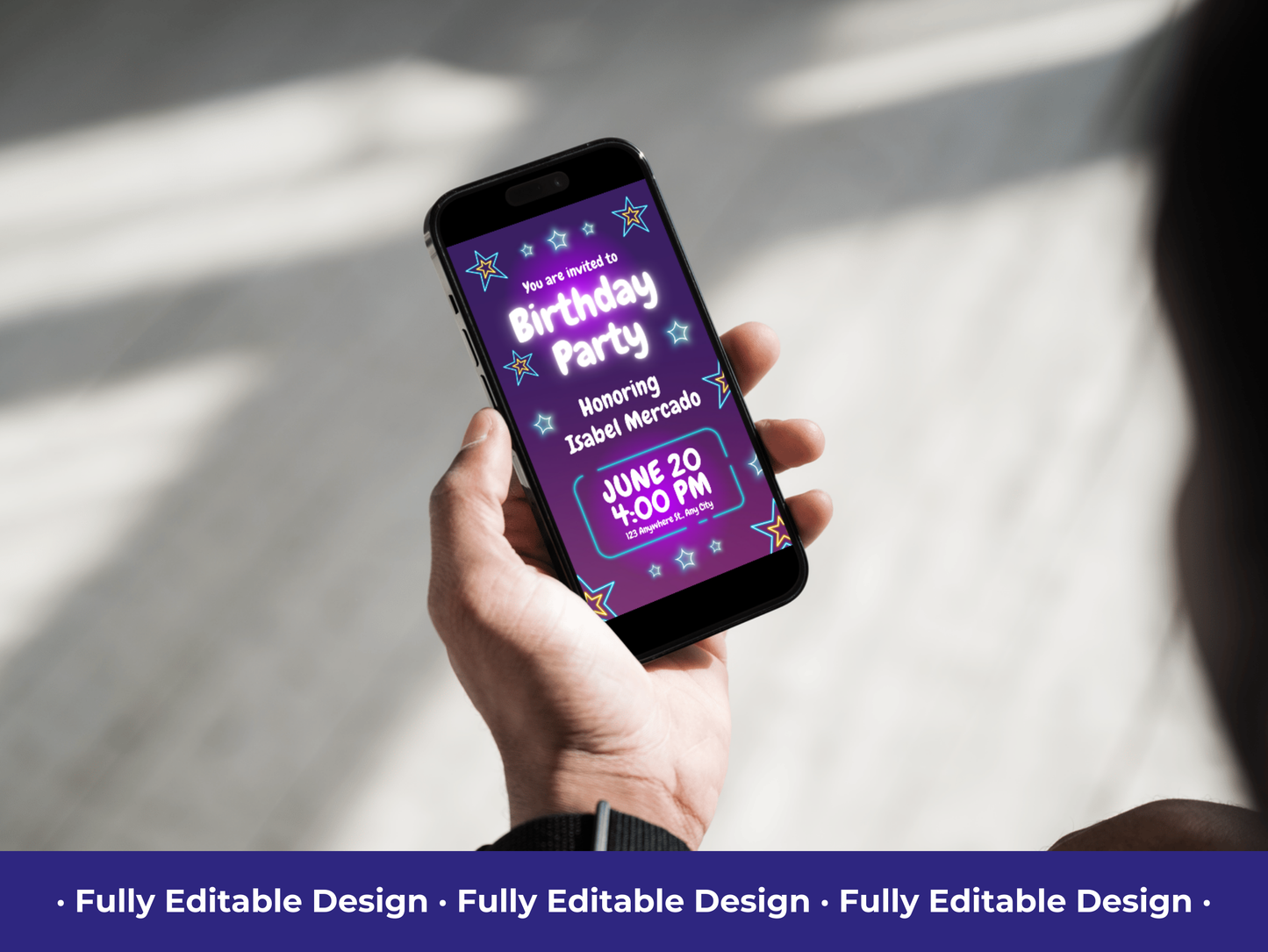 Neon Birthday Party Instagram Story Templates Canva Editable Birthday Animated Invitations Social Media Birthday Party Celebration Template