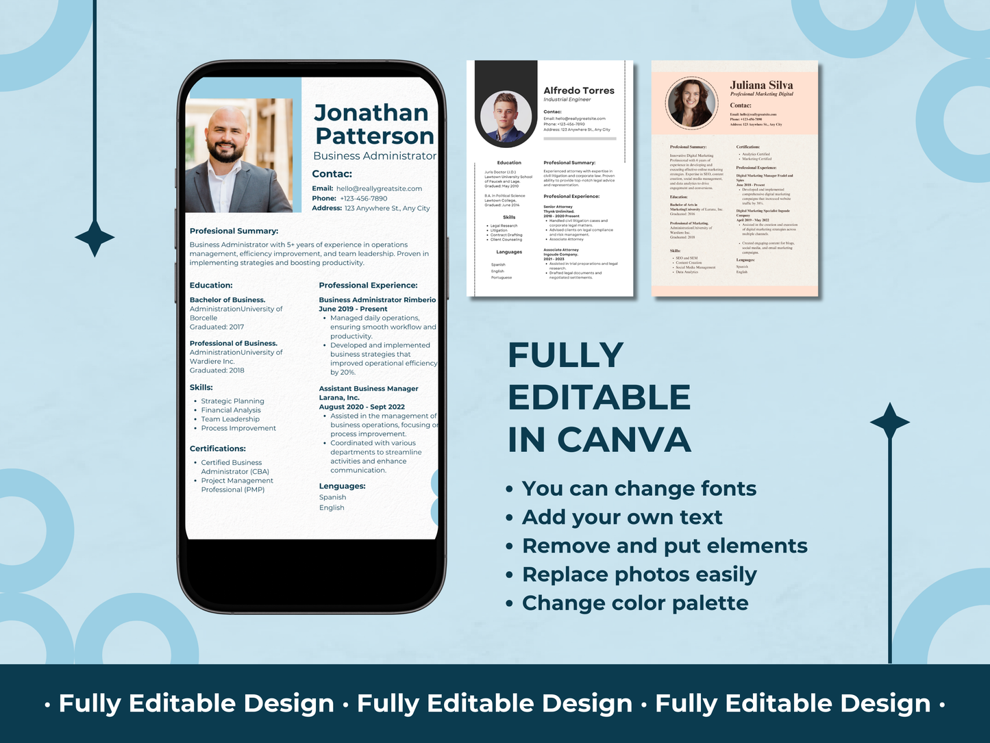 Professional Resume Canva Editable Template Digital Marketing Curriculum Vitae Templates Professional Marketing CV Template
