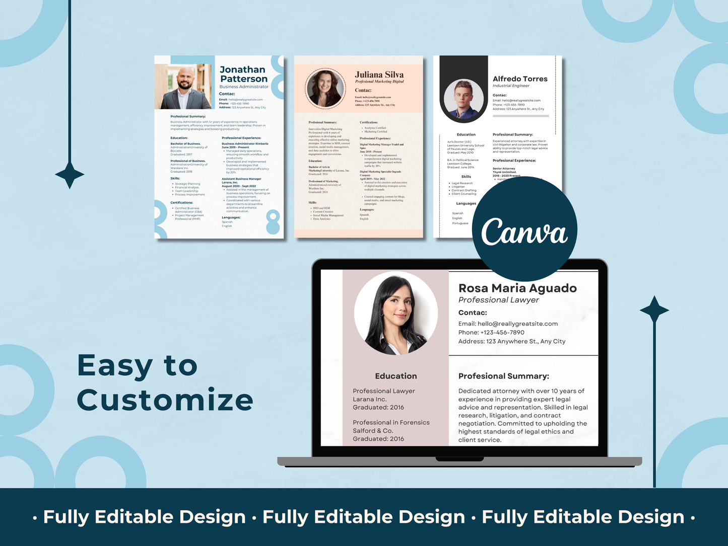 Professional Resume Canva Editable Template Digital Marketing Curriculum Vitae Templates Professional Marketing CV Template