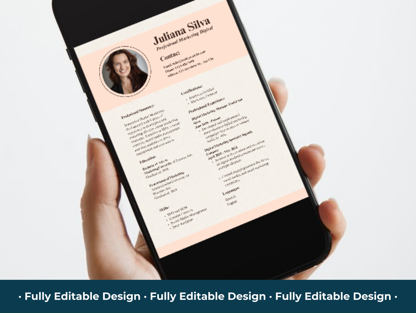 Professional Resume Canva Editable Template Digital Marketing Curriculum Vitae Templates Professional Marketing CV Template
