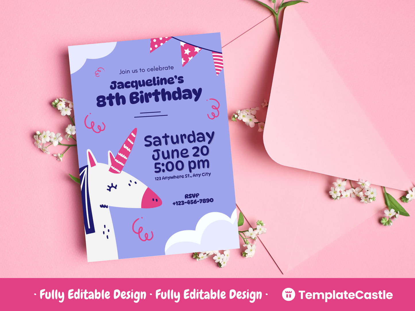 Unicorn Birthday Invitations Templates Canva Editable Happy Birthday Templates Printable Birthday Party Invites Templates Instant Download