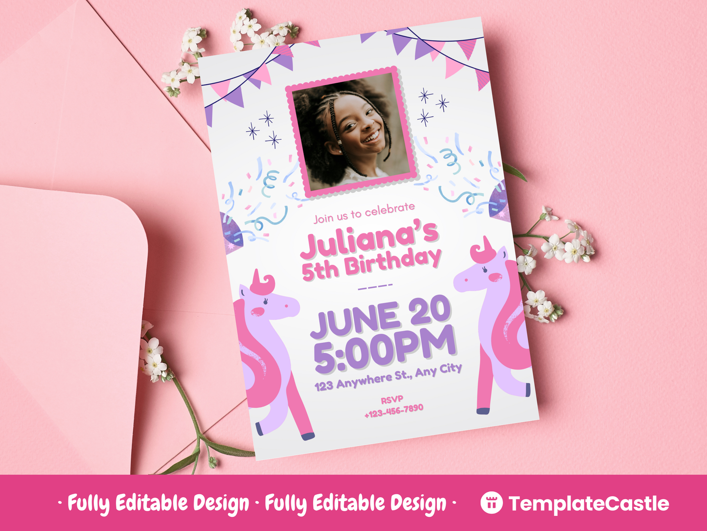 Unicorn Birthday Invitations Templates Canva Editable Happy Birthday Templates Printable Birthday Party Invites Templates Instant Download