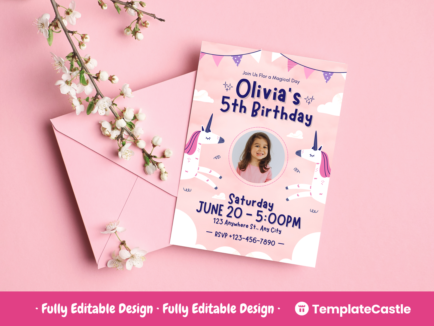 Unicorn Birthday Invitations Templates Canva Editable Happy Birthday Templates Printable Birthday Party Invites Templates Instant Download