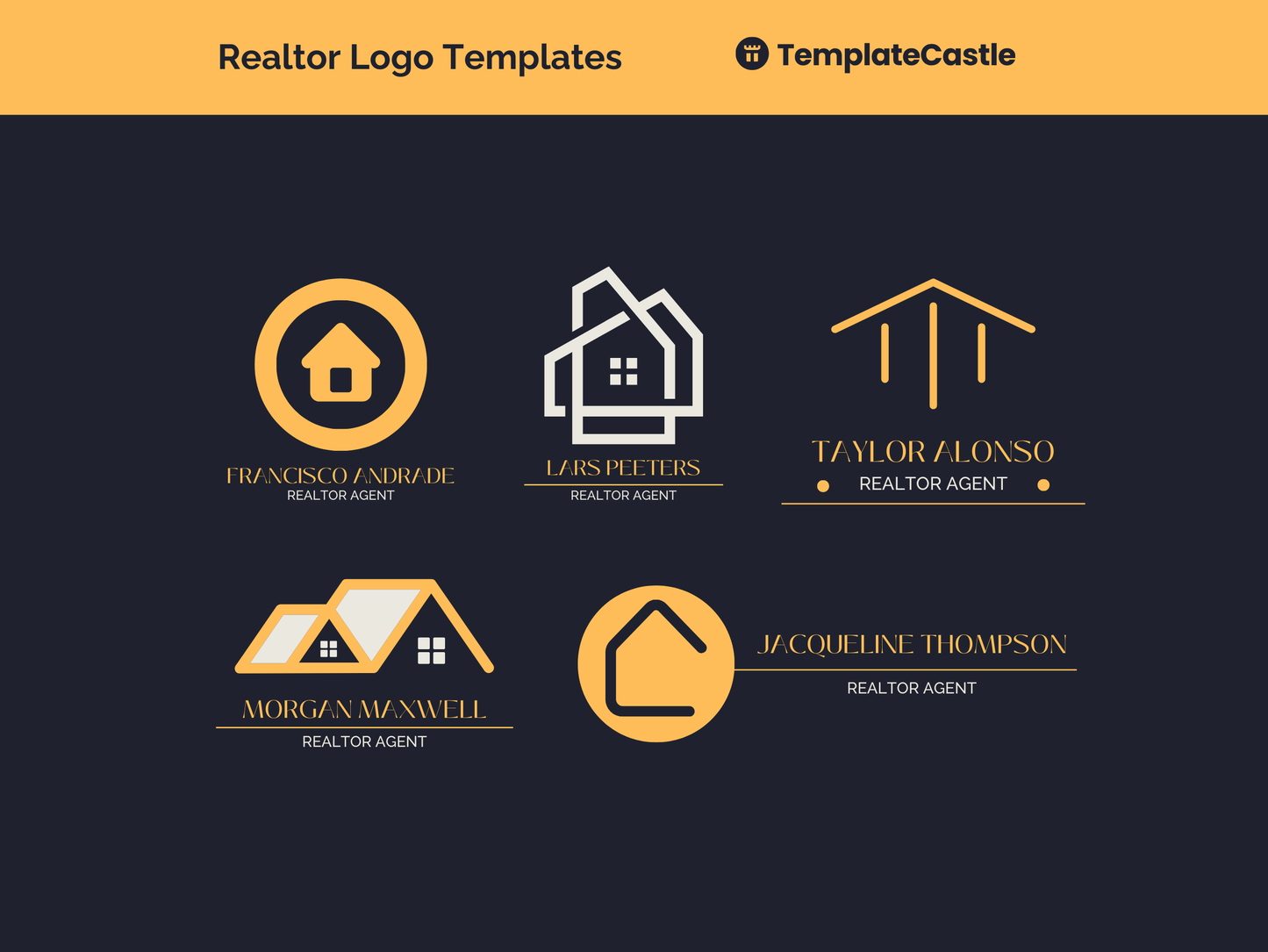 Realtor Agent Logo Templates 5 Elegant Canva Editable Logos Designs Real Estate Agents Realty Company Trademark Templates