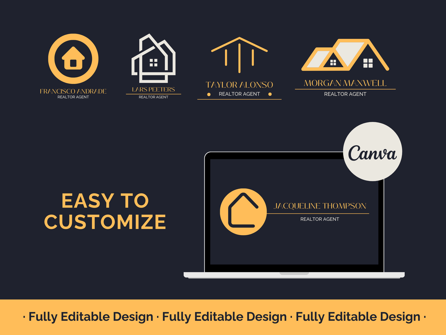 Realtor Agent Logo Templates 5 Elegant Canva Editable Logos Designs Real Estate Agents Realty Company Trademark Templates